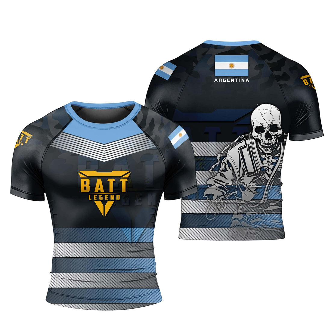Argentina Skull Fighter Rash Guard