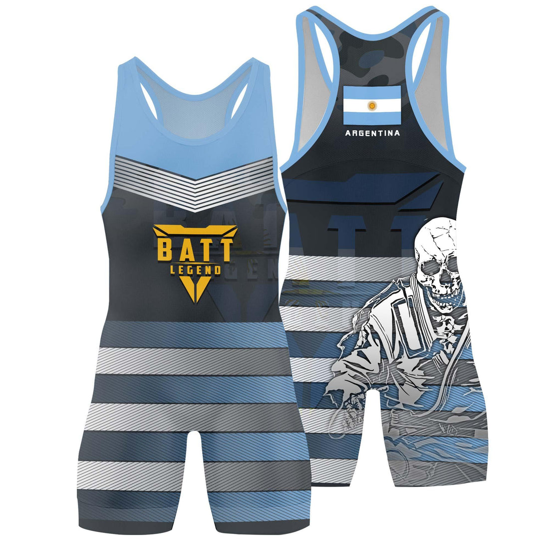 Argentina Skull Fighter Wrestling Singlet