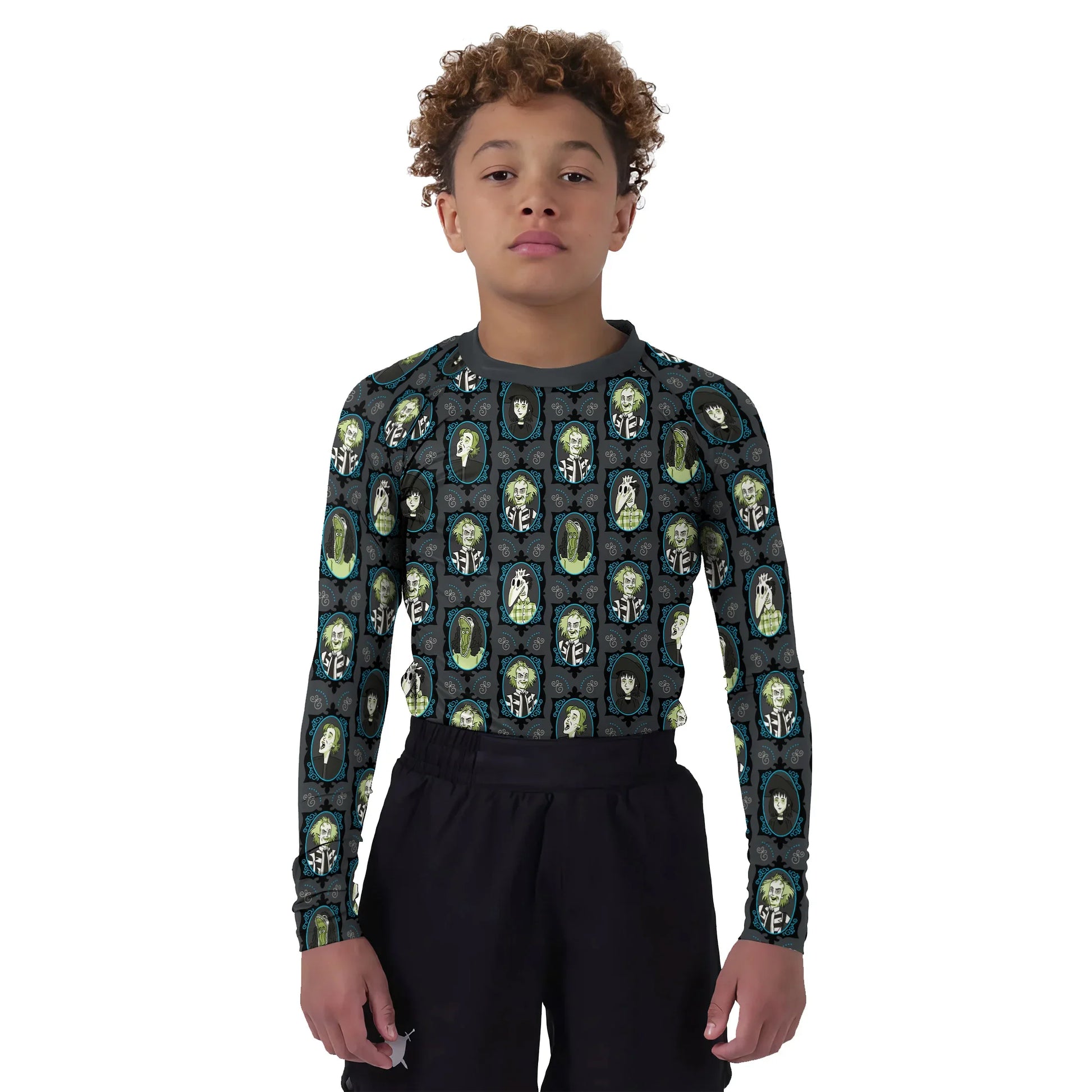Beetlejuice Ghost Portraits Kids Rash Guard