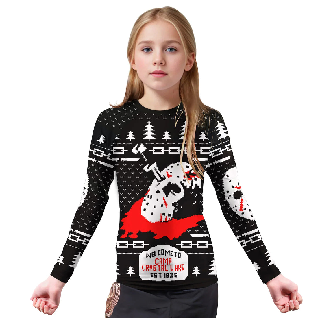 Camp Crystal Lake Christmas Kids Rash Guard