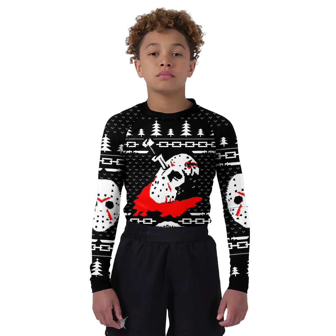 Camp Crystal Lake Christmas Kids Rash Guard