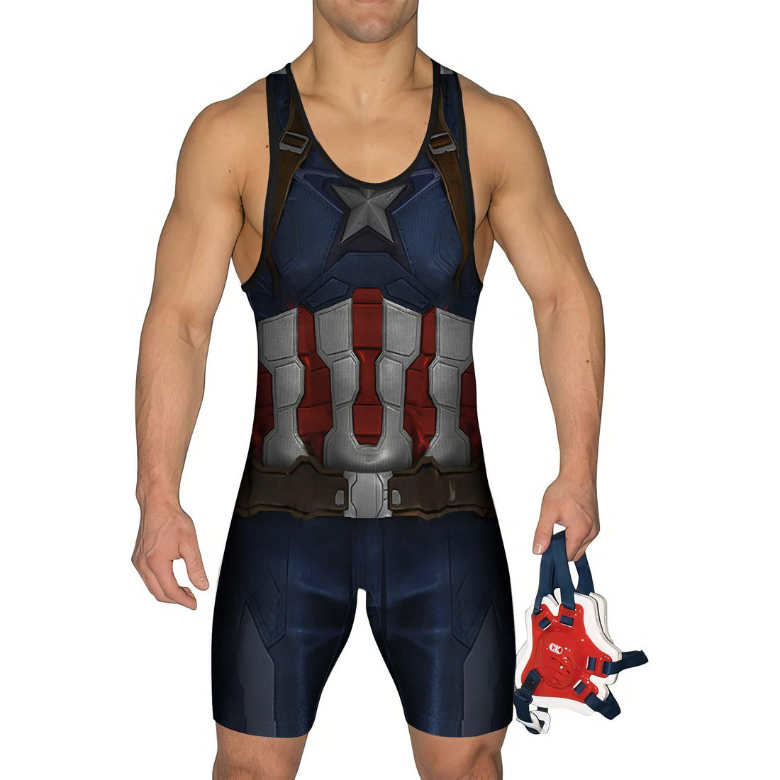 Captain America Cosplay Men's Wrestling Singlet