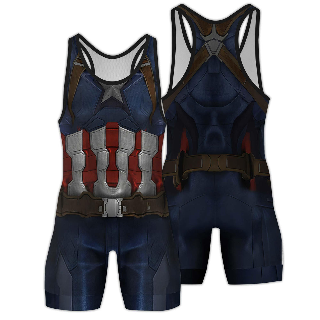 Captain America Cosplay Men's Wrestling Singlet