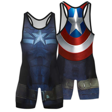 Captain America With Vibranium Shield Men's Wrestling Singlet