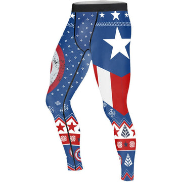 Christmas Captain America Men's Compression Leggings