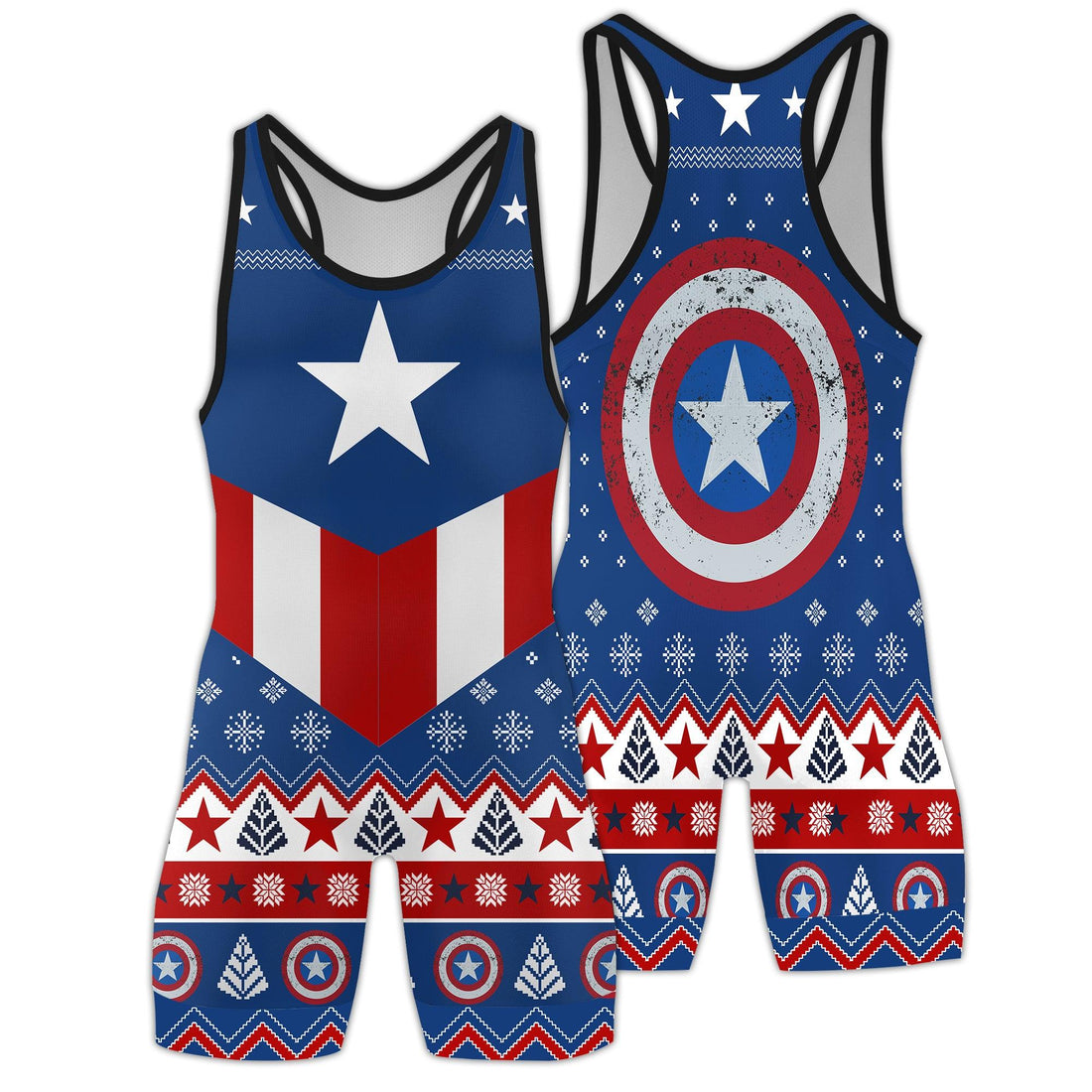Christmas Captain America Wrestling Singlet
