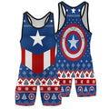 Christmas Captain America Wrestling Singlet