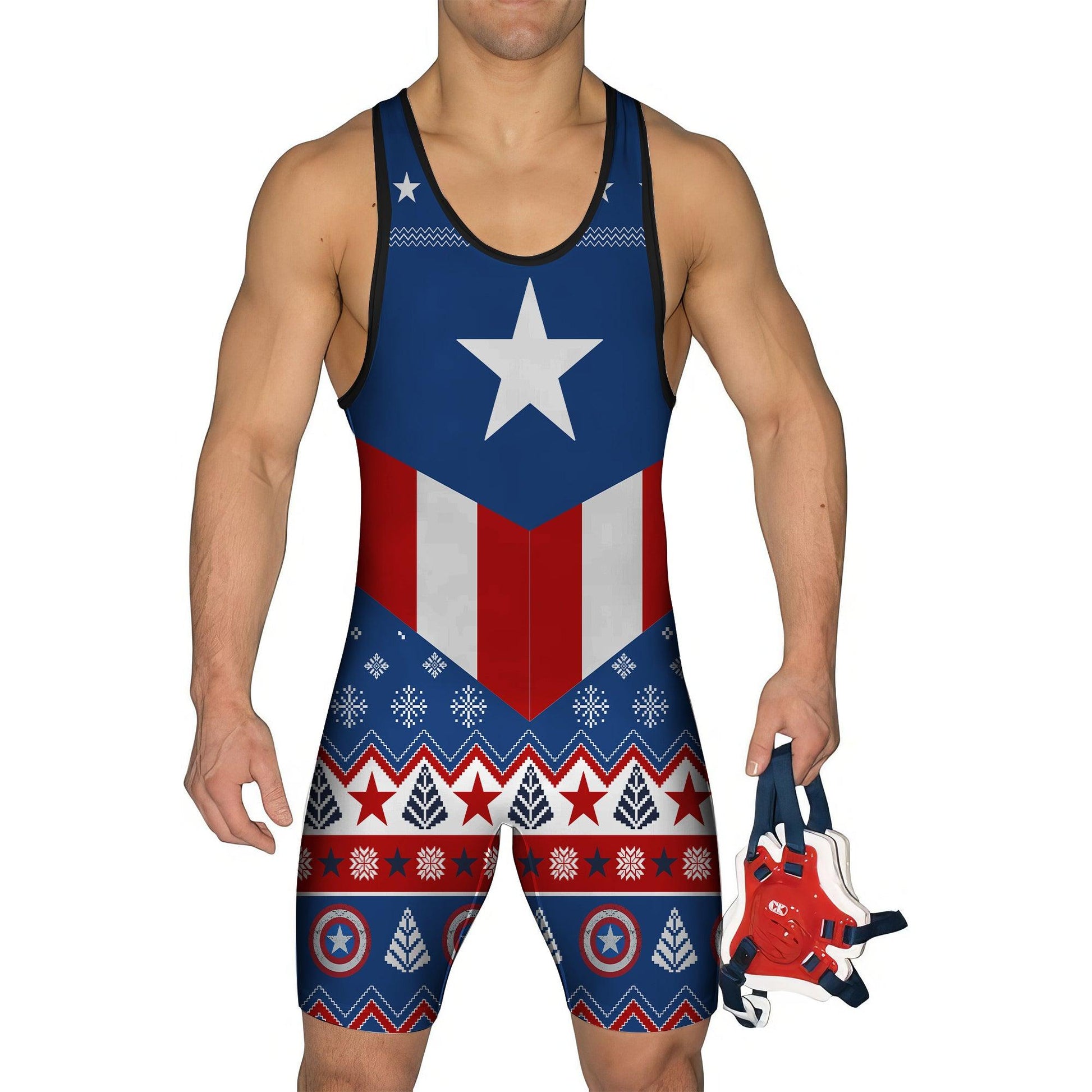 Christmas Captain America Wrestling Singlet