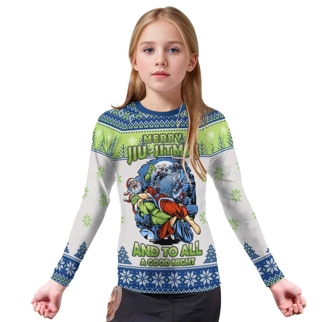 Christmas Santa Choking Grinch Kids Rash Guard
