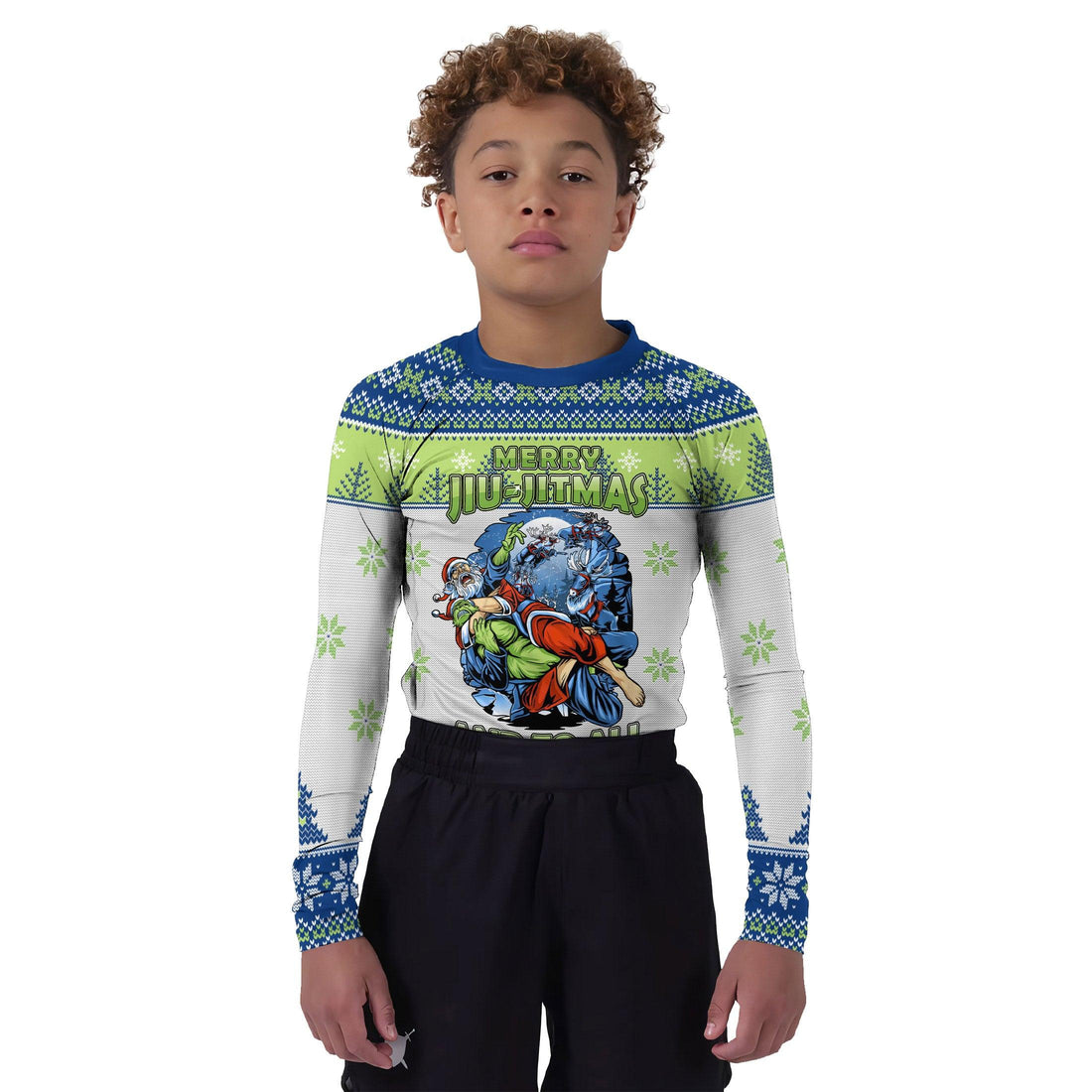 Christmas Santa Choking Grinch Kids Rash Guard