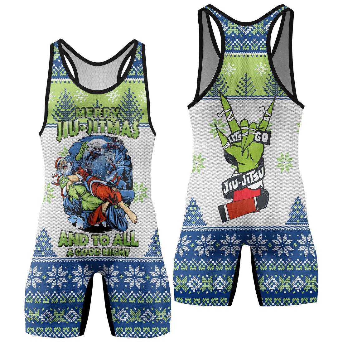 Christmas Santa Choking Grinch Men's Wrestling Singlet