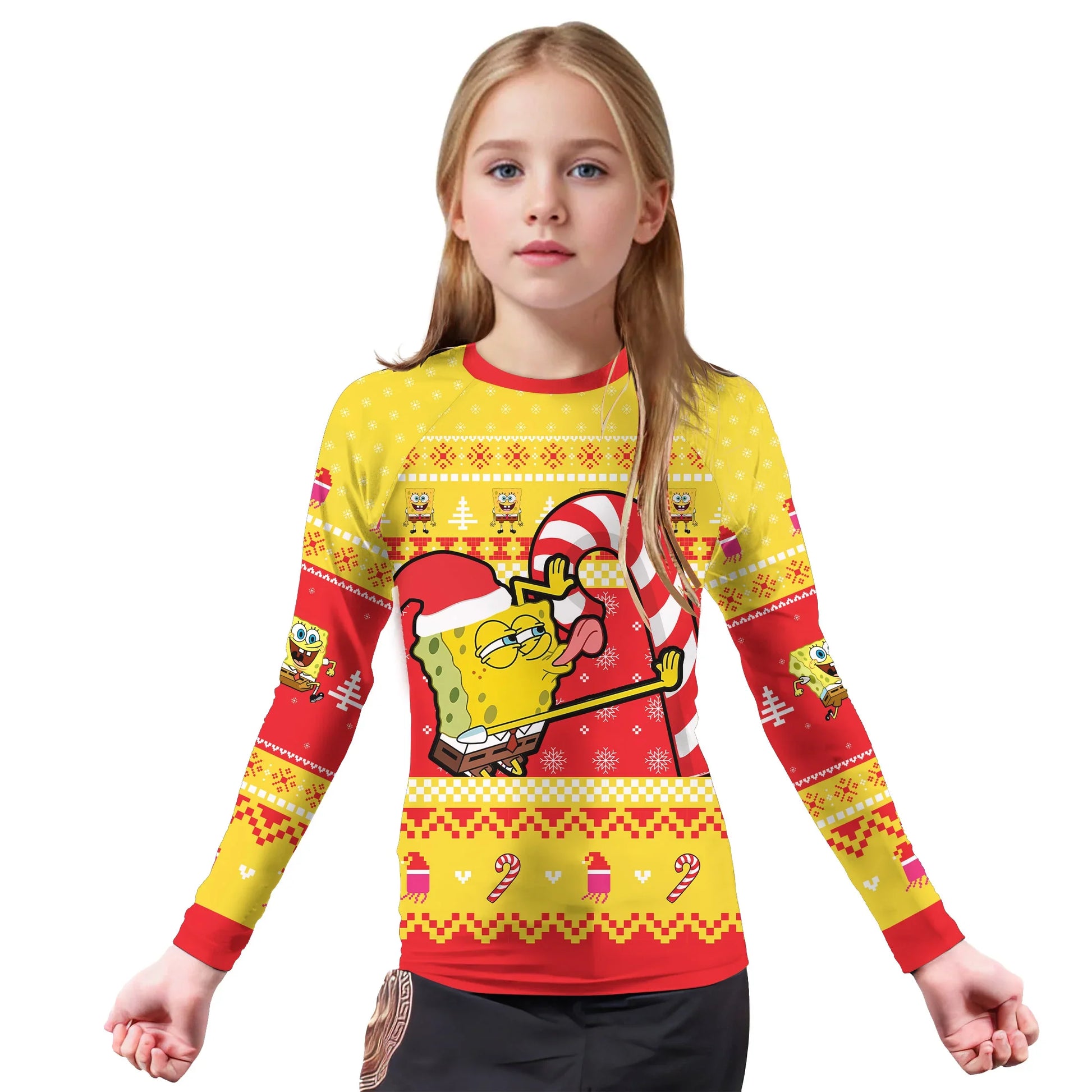 Christmas Spongebob Kids Rash Guard