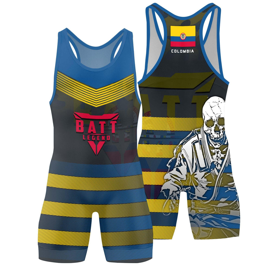 Colombia Skull Fighter Wrestling Singlet