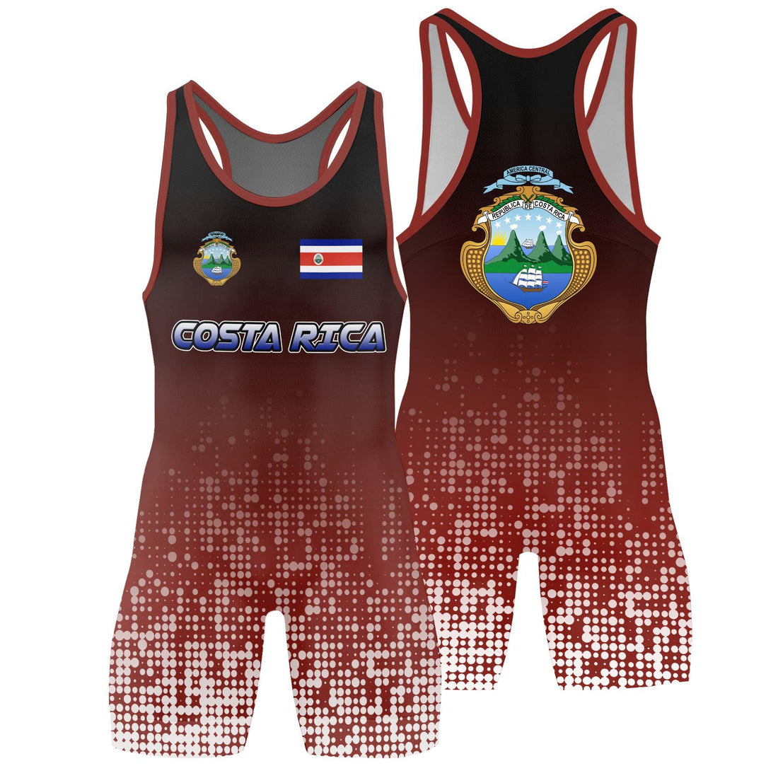 Costa Rica Halftone Wrestling Singlet