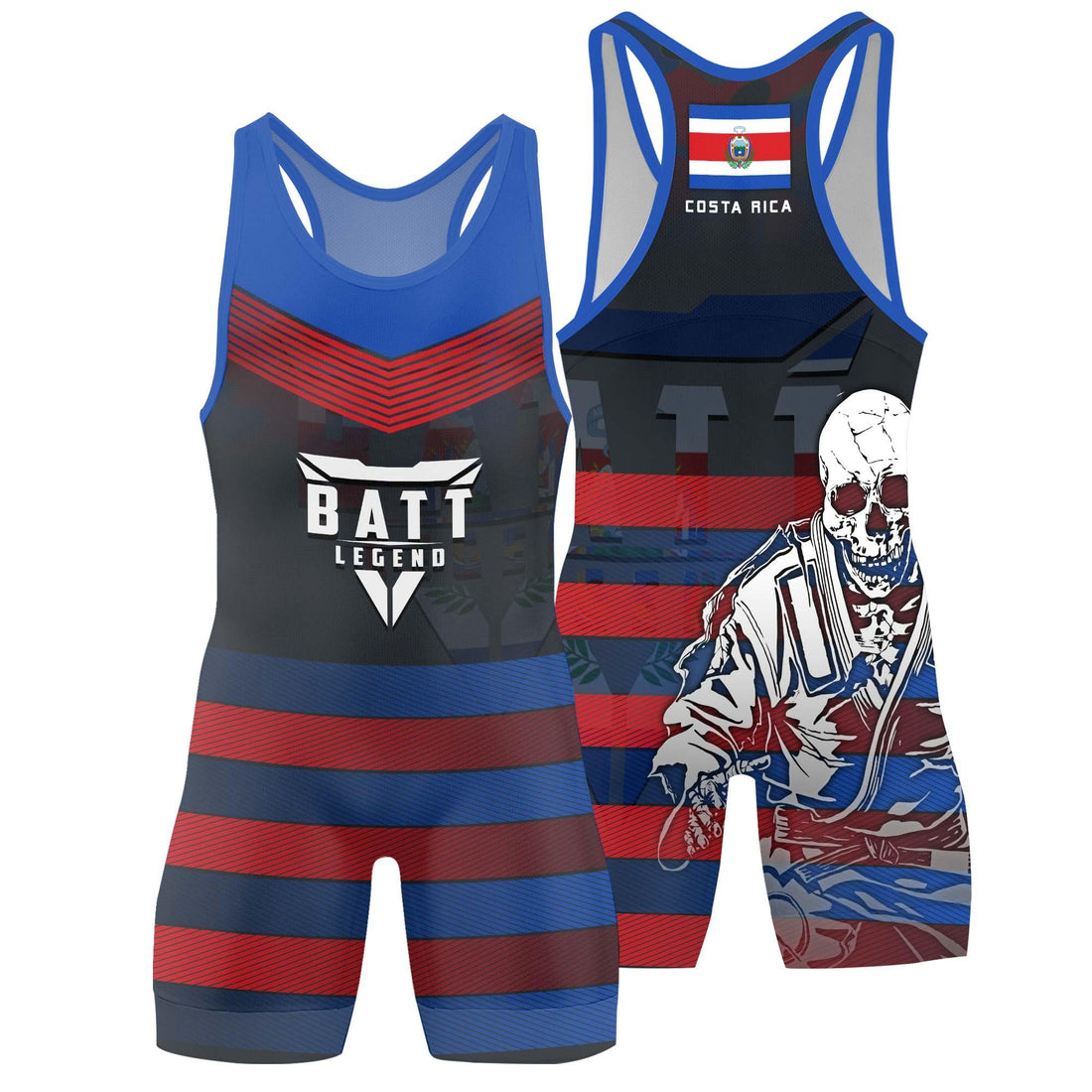 Costa Rica Skull Fighter Wrestling Singlet