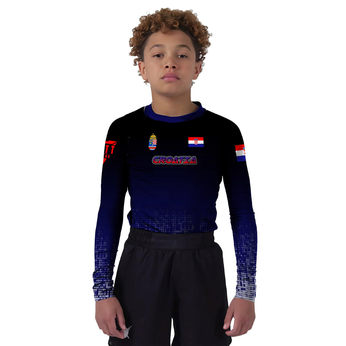 Croatia Halftone Kids Rash Guard