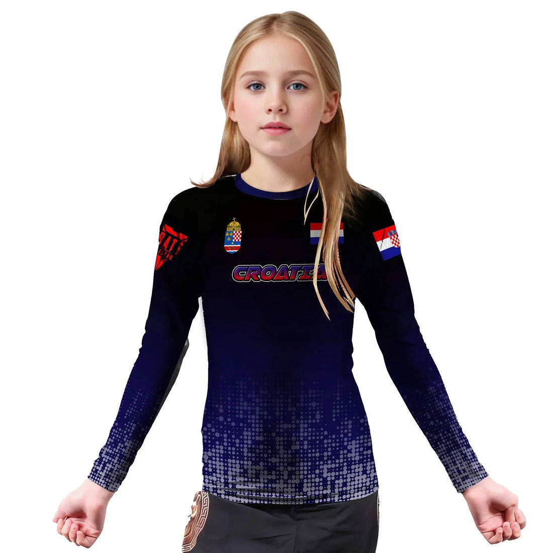 Croatia Halftone Kids Rash Guard
