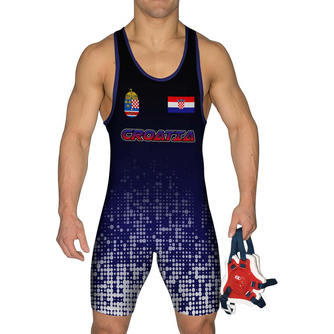 Croatia Halftone Wrestling Singlet