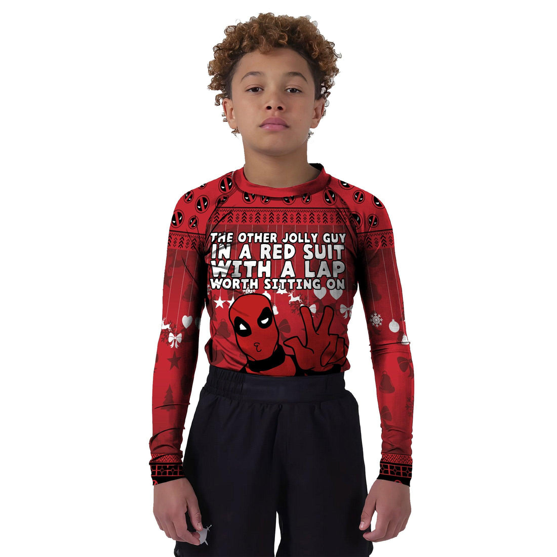 Deadpool Merry Christmas Kids Rash Guard