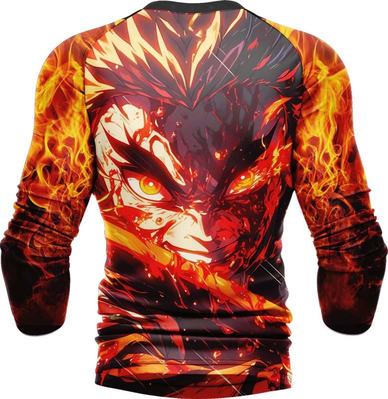 Demon Slayer Rengoku Final Battle Long Sleeve Rash Guard
