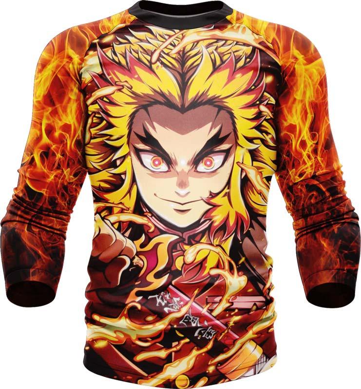 Demon Slayer Rengoku Flame Breathing Long Sleeve Rash Guard