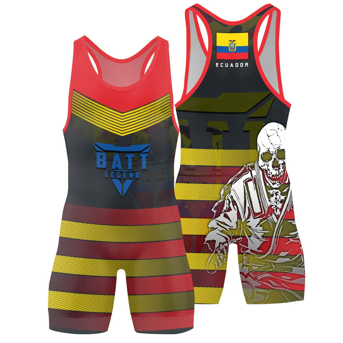 Ecuador Skull Fighter Wrestling Singlet