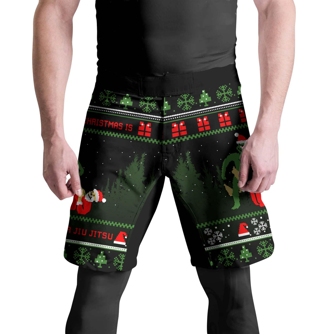 Grinch And Santa Jiu Jitsu Fight Shorts