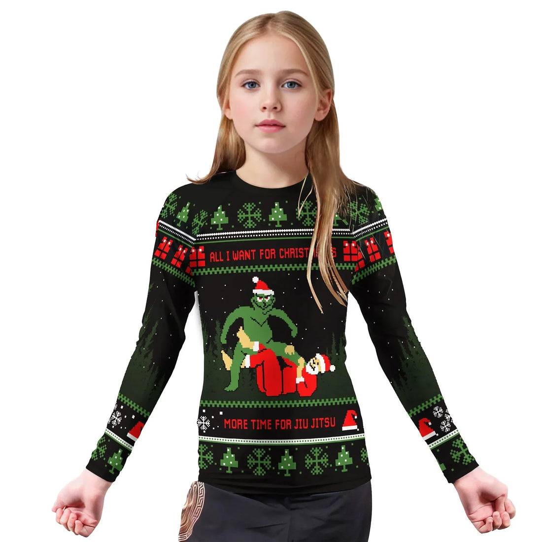Grinch And Santa Jiu Jitsu Kids Rash Guard