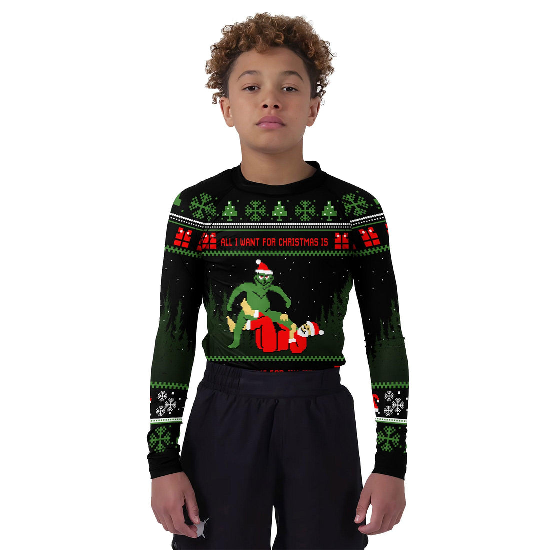 Grinch And Santa Jiu Jitsu Kids Rash Guard