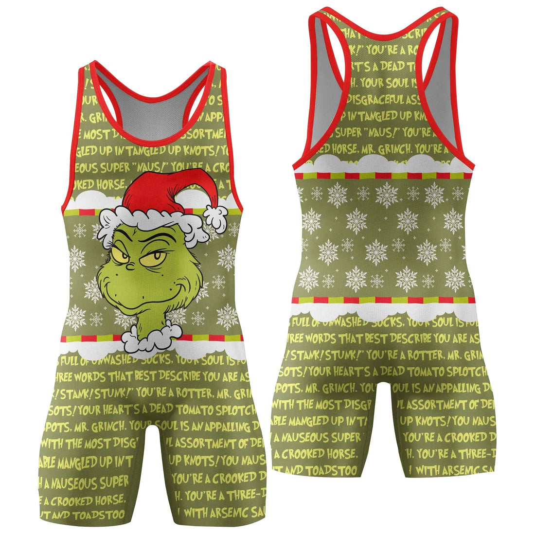 Grinch Xmas Wrestling Singlet