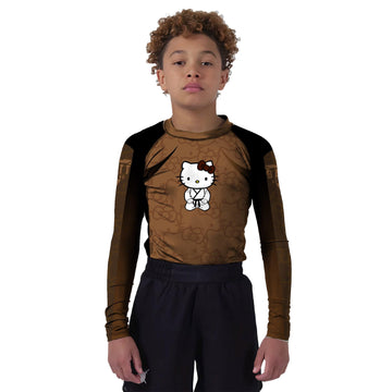 Hello Kitty Jiu Jitsu Brown Kids Rash Guard