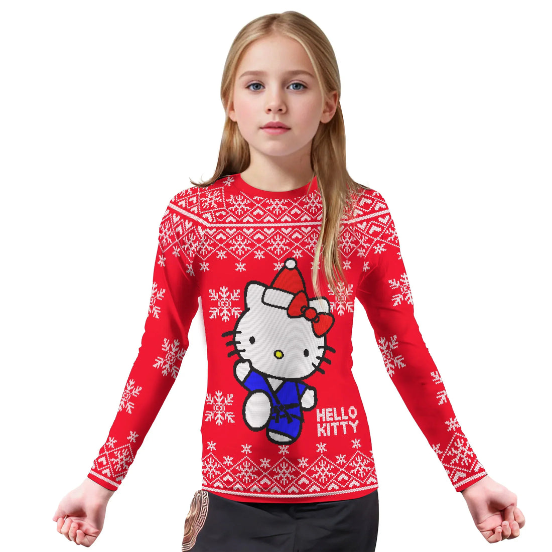 Hello Kitty Jiu Jitsu Christmas Kids Rash Guard
