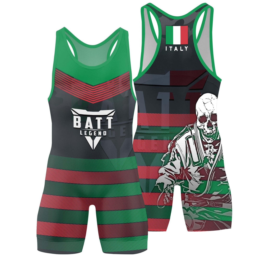 Italy Skull Fighter Wrestling Singlet