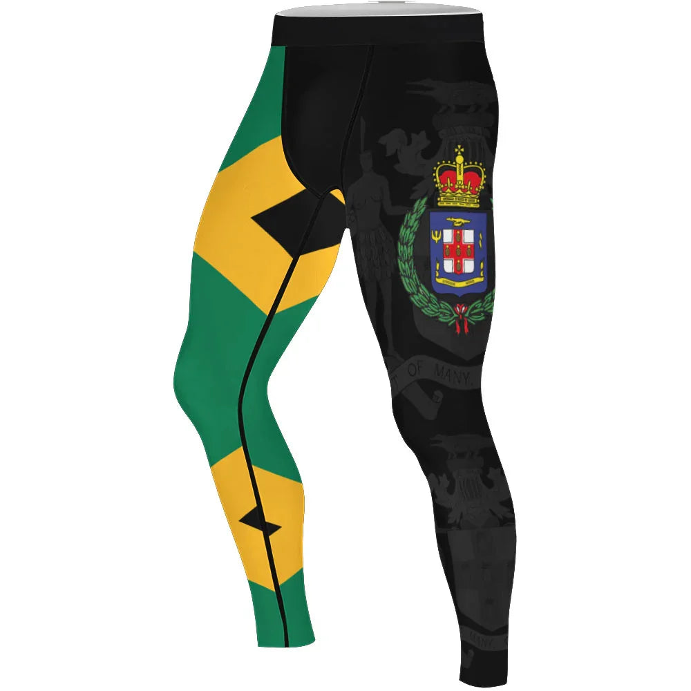 Jamaica Flag Diagonal Split Men's Compression Leggings