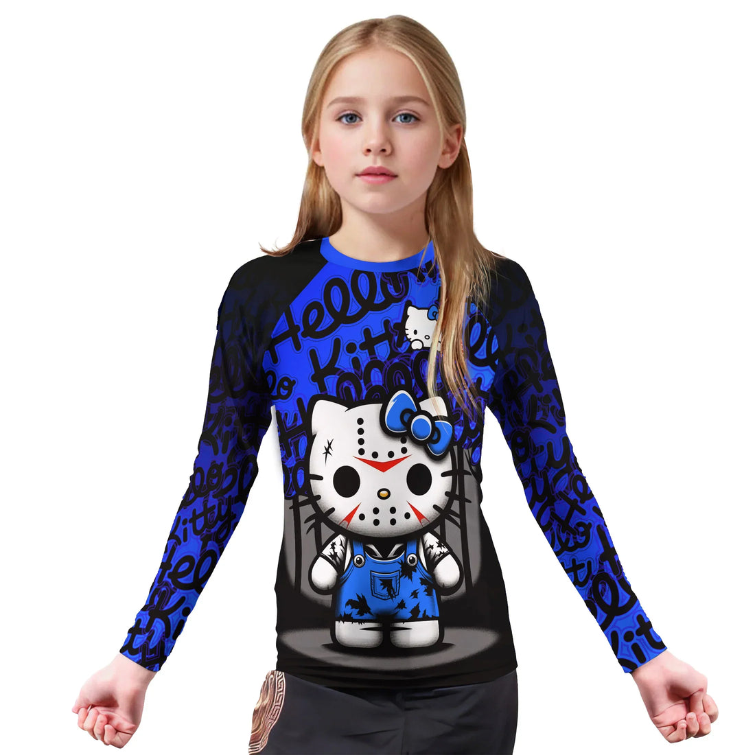 Jason Voorhees Kitty Blue Kids Rash Guard