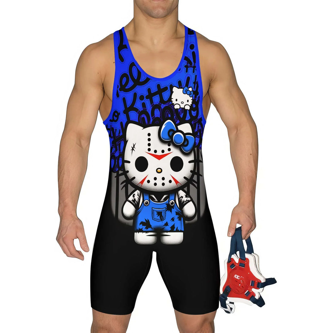 Jason Voorhees Kitty Blue Wrestling Singlet