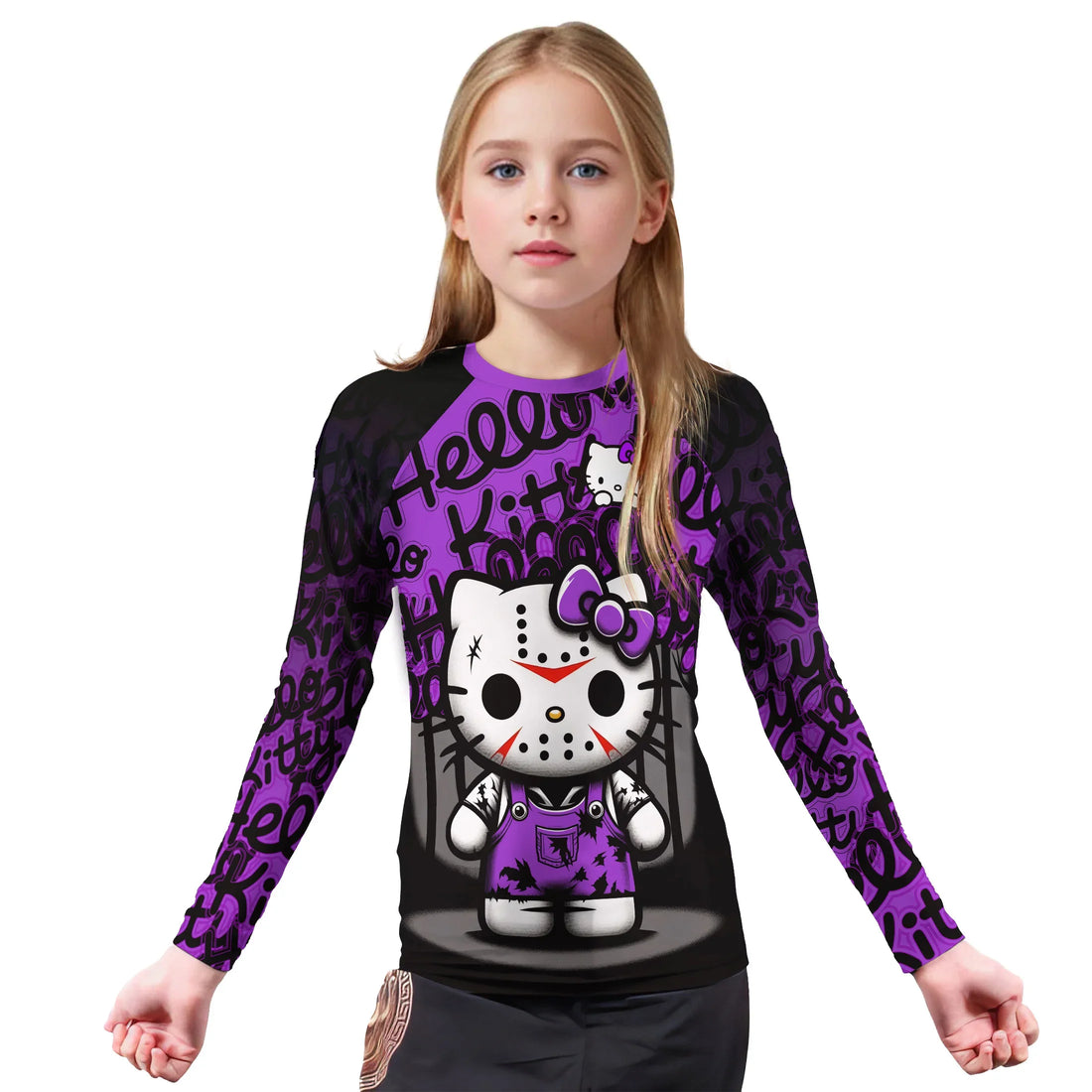 Jason Voorhees Kitty Purple Kids Rash Guard