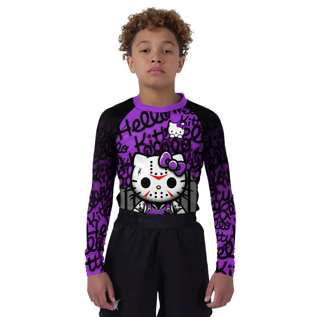 Jason Voorhees Kitty Purple Kids Rash Guard