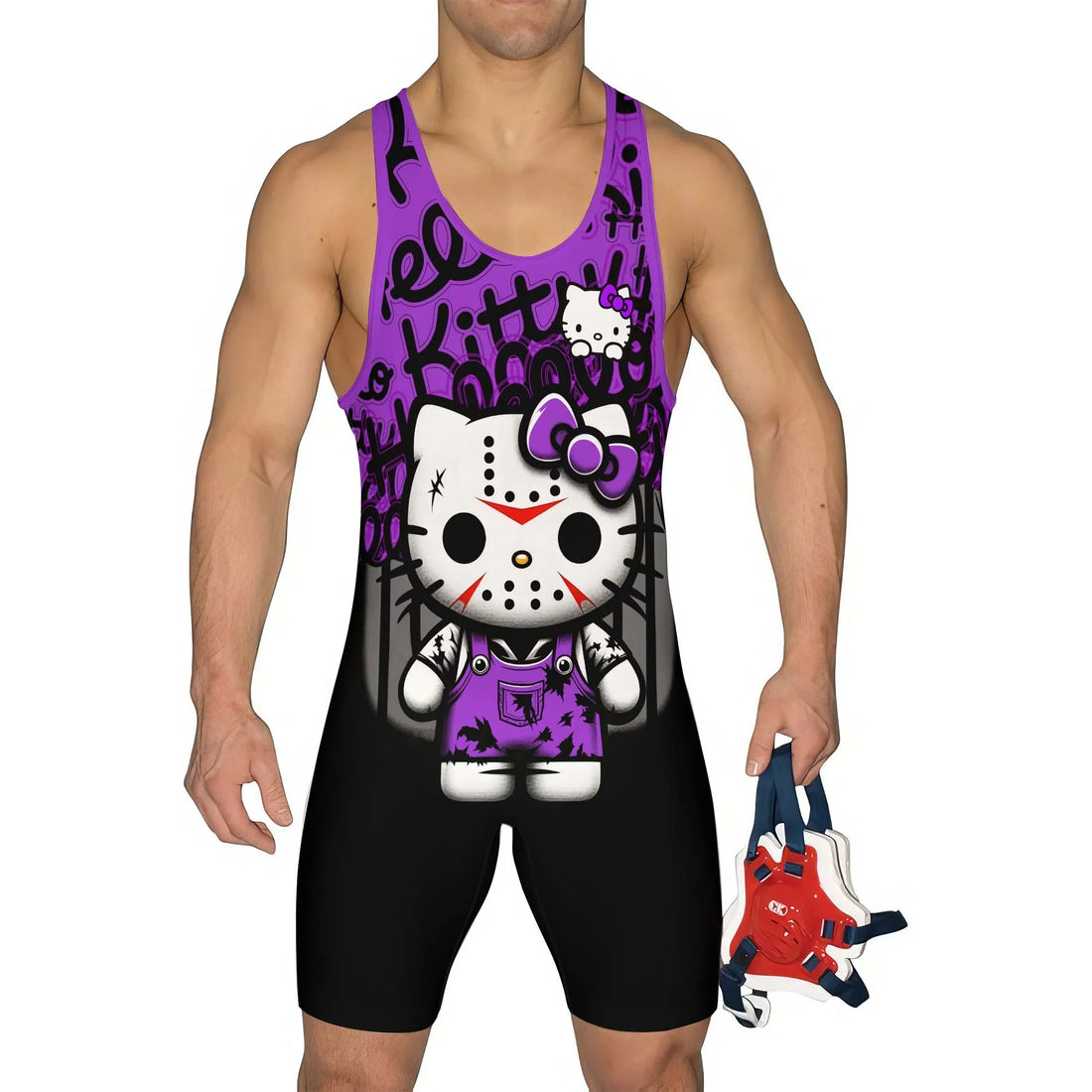 Jason Voorhees Kitty Purple Wrestling Singlet