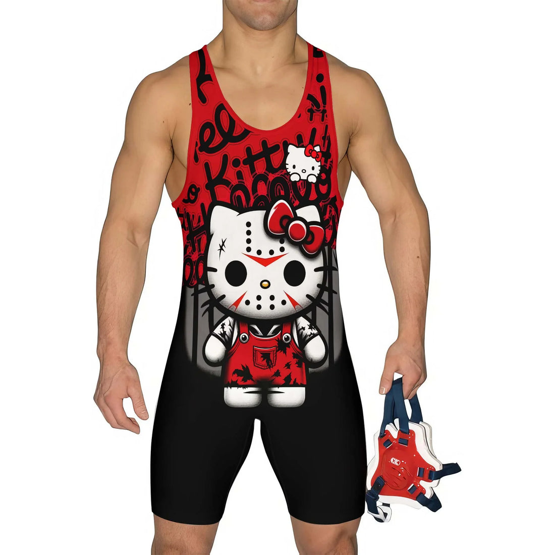 Jason Voorhees Kitty Red Wrestling Singlet