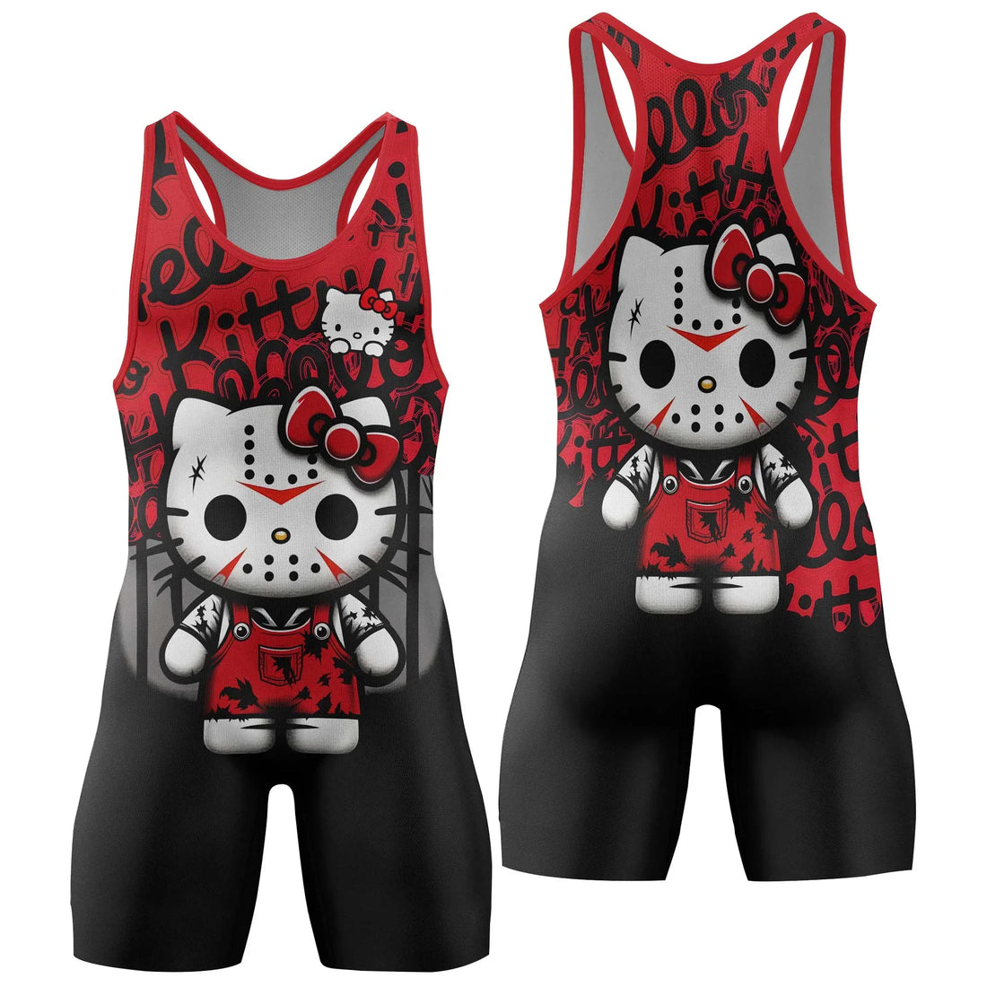 Jason Voorhees Kitty Red Wrestling Singlet