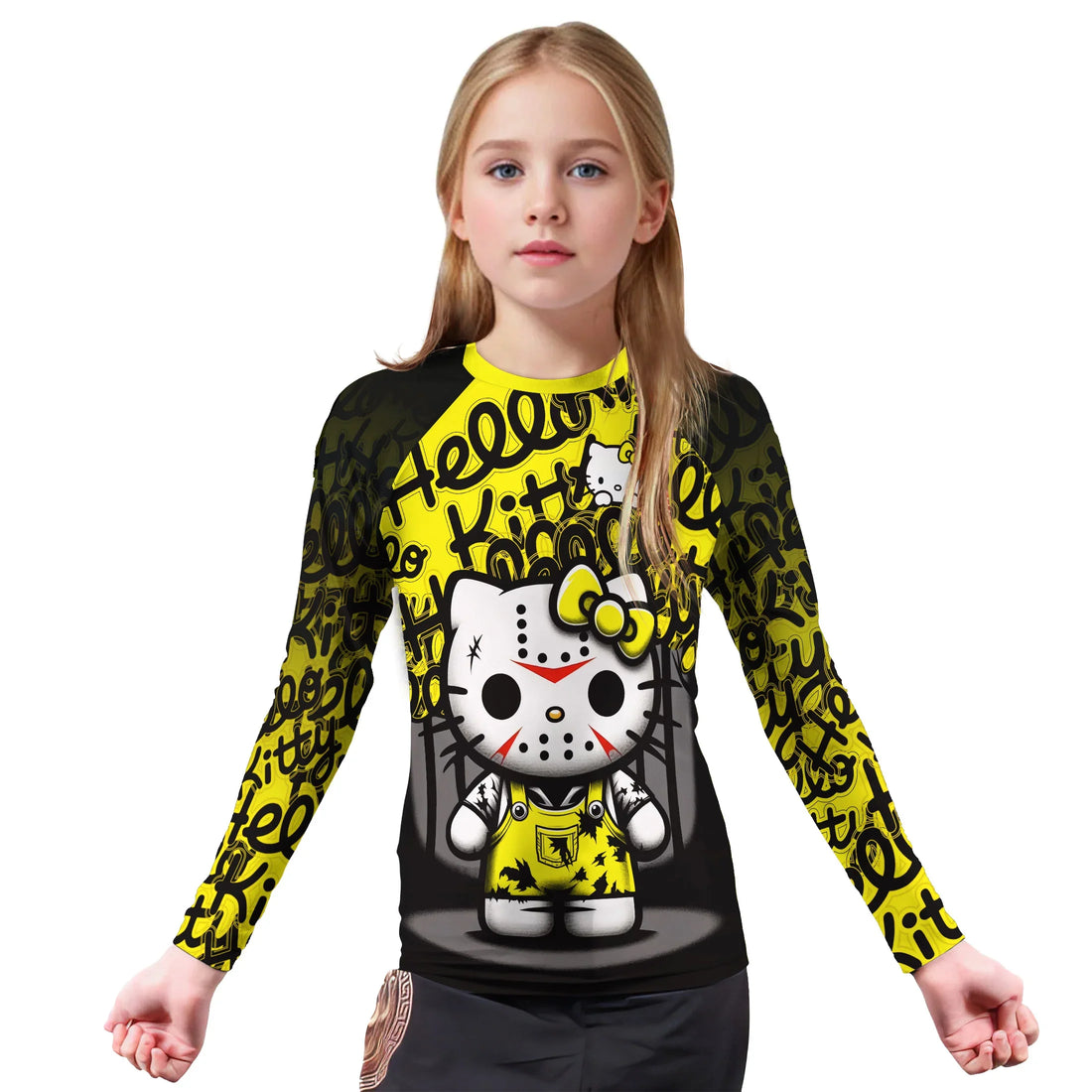 Jason Voorhees Kitty Yellow Kids Rash Guard