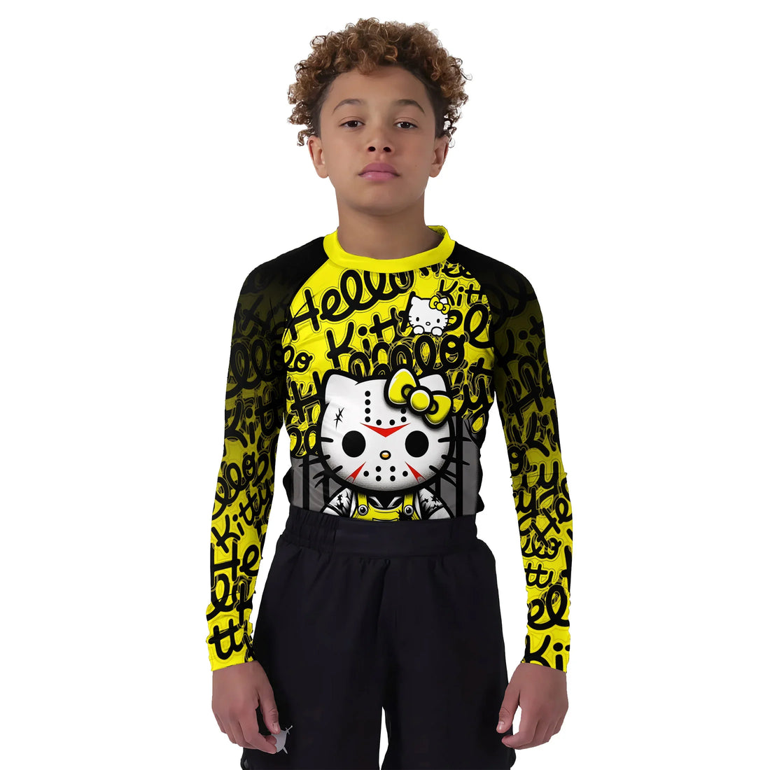 Jason Voorhees Kitty Yellow Kids Rash Guard