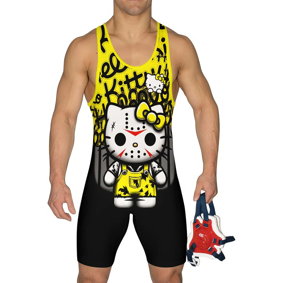 Jason Voorhees Kitty Yellow Wrestling Singlet