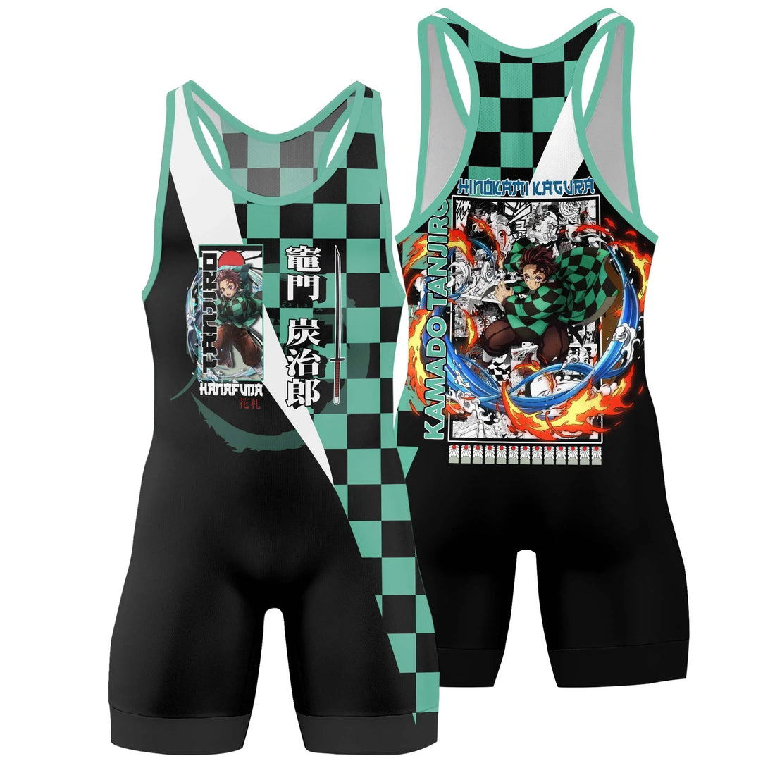 Kimetsu no Yaiba Tanjiro Hinokami Kagura Wrestling Singlet