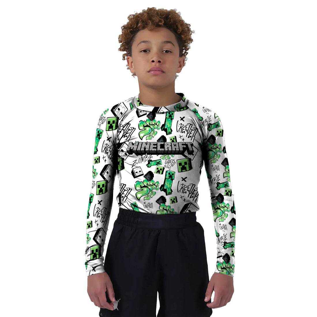 Minecraft Creeper Graffiti Kids Rash Guard