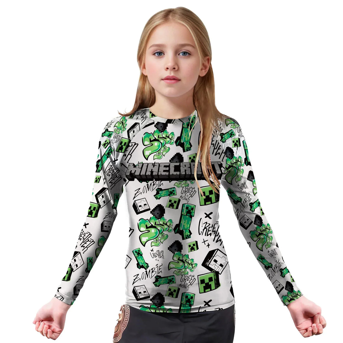 Minecraft Creeper Graffiti Kids Rash Guard