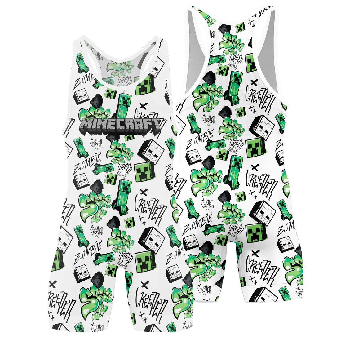 Minecraft Creeper Graffiti Wrestling Singlet