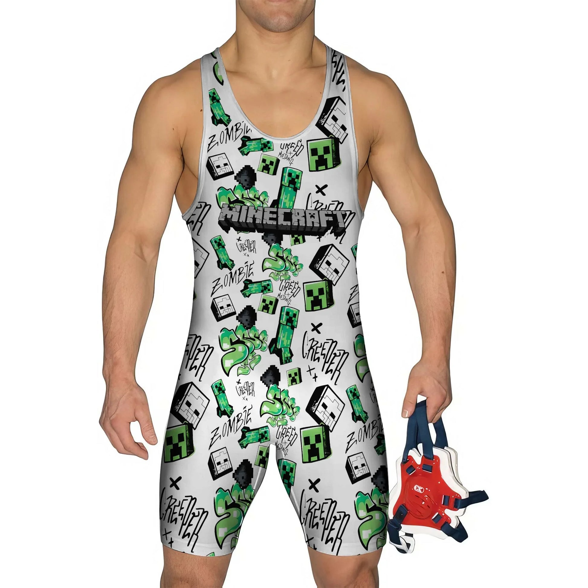 Minecraft Creeper Graffiti Wrestling Singlet