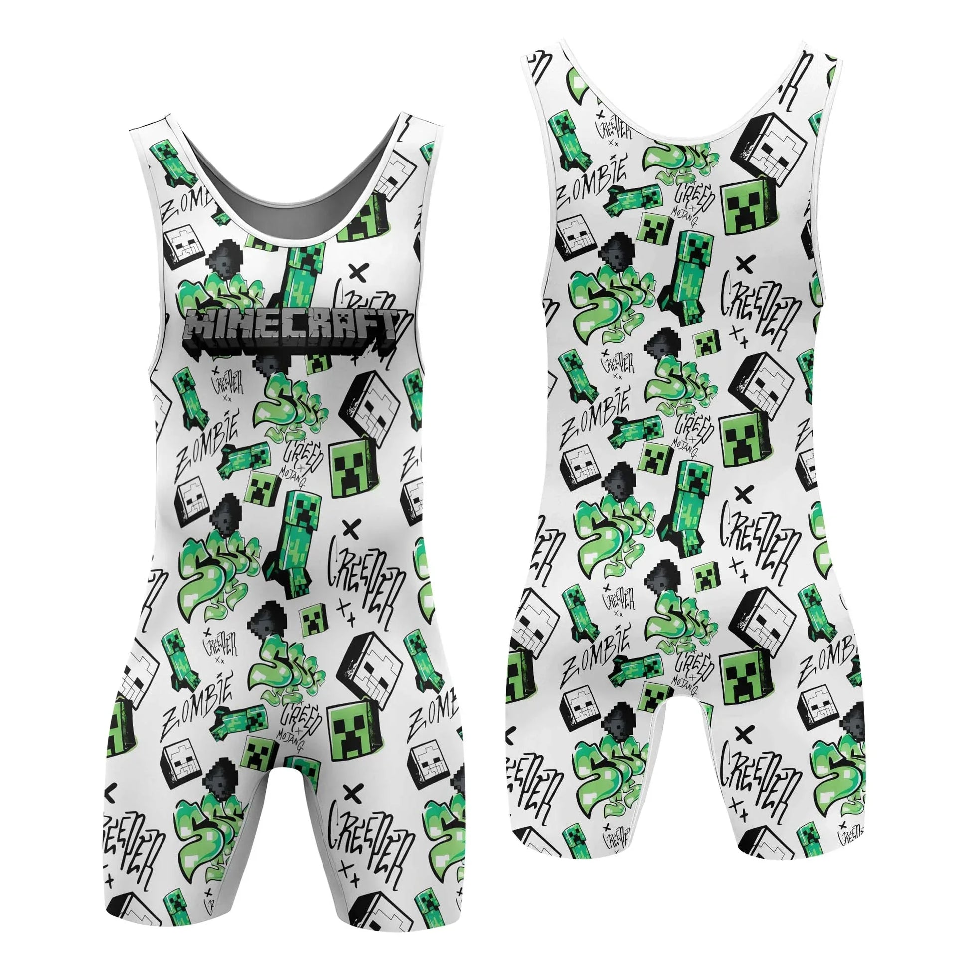 Minecraft Creeper Graffiti Wrestling Singlet